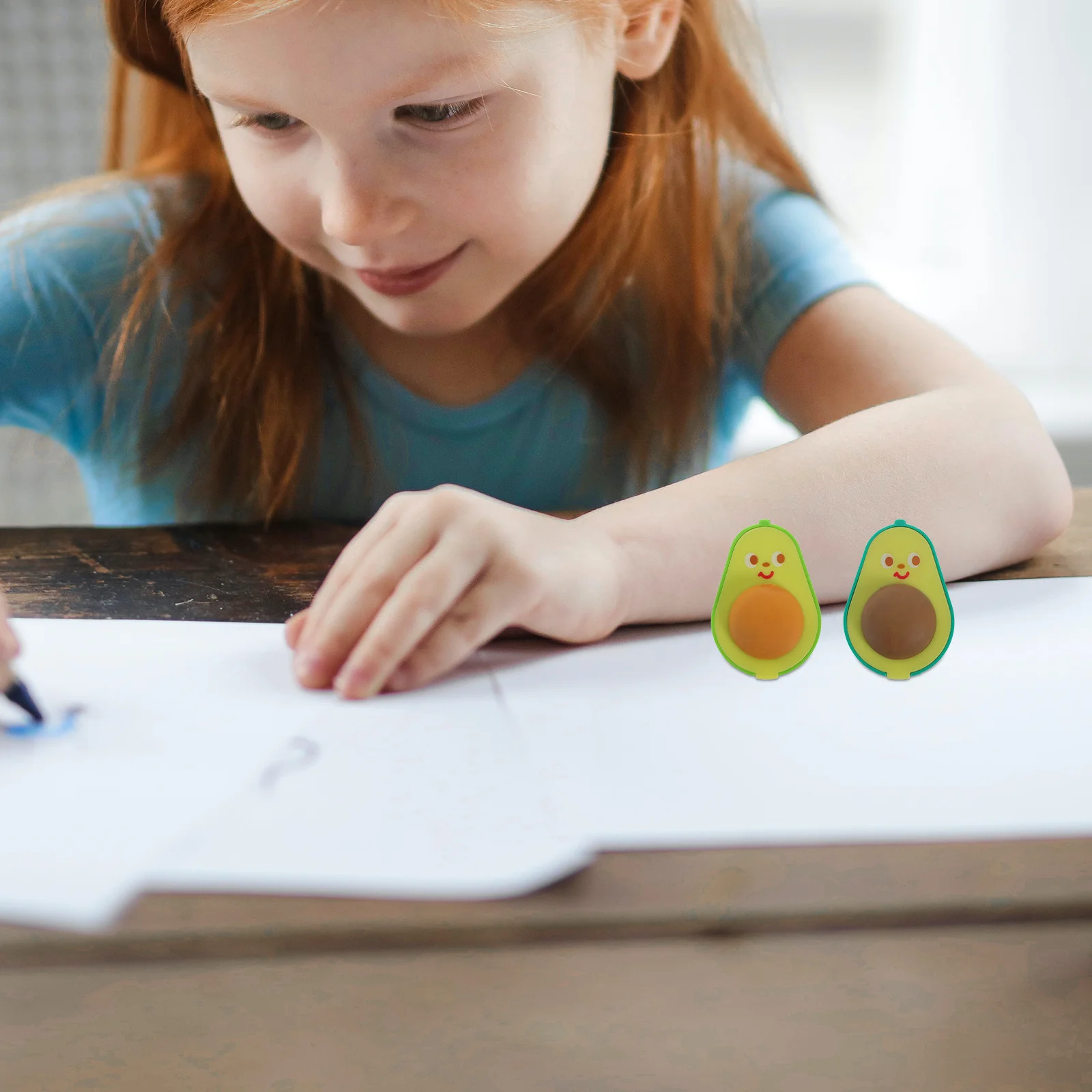 

6Pcs Cute Avocado Pencil Sharpeners 2in1 Portable Manual Sharpener Eraser Pencil Sharpeners for School Cartoon Sharpener