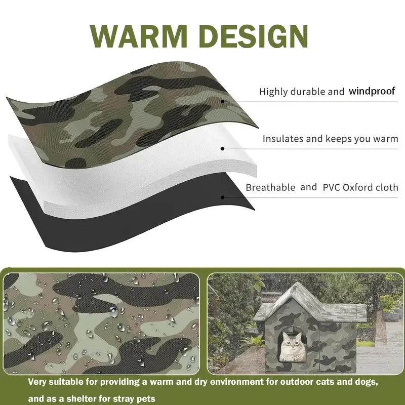أكسفورد القماش بيت القط الحيوانات الأليفة القط الكهف النوم سرير خيمة في الهواء الطلق غير نافذ للمطر القط الضالة منزل للكلاب الصغيرة جرو مغلقة في الشتاء #5