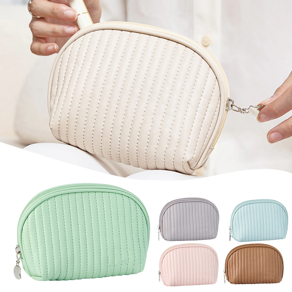 Cosmetiquera Para Maquillaje Fashion Semicircle PU Makeup Cosmetic Storage Bag Waterproof Toiletry Bag For Women Outdoor Travel