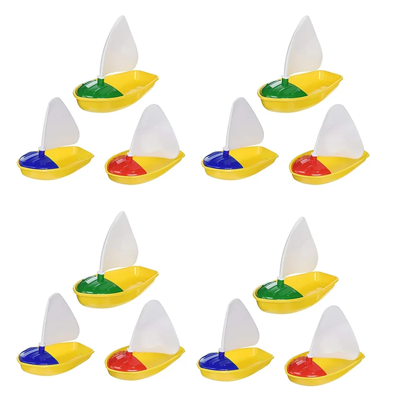 

12Pcs Bath Boat Plastic Sailboats Bathtub Sailing Boat For Kids (Multicolor Small+Middle+Large Size)-Y44A