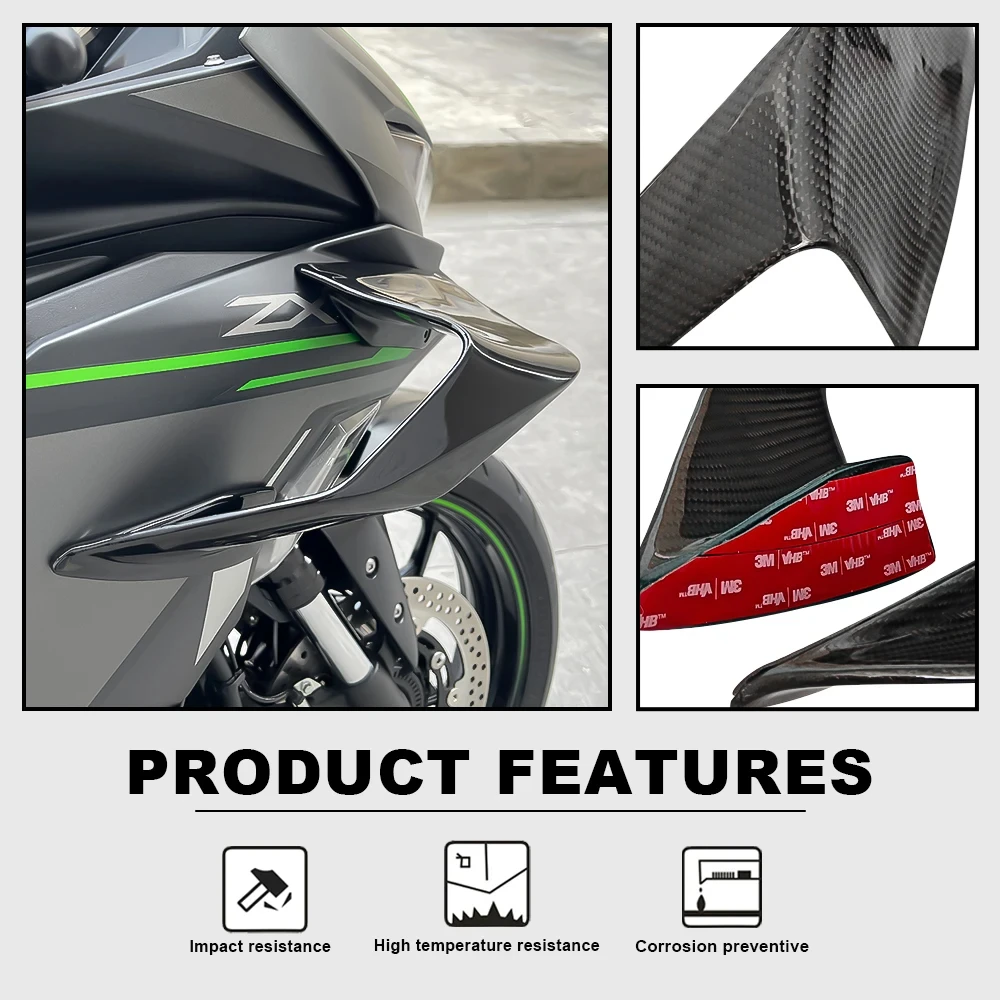 Motorcycle Fairing Fixed Wing For Kawasaki ZX-25R ZX25R ZX-4R ZX4R ZX-4RR 2021-2024 ABS Carbon Paint Aerodynamic Side Wing