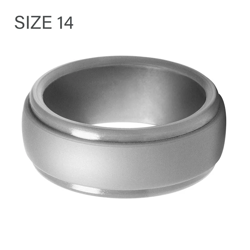 ABIY-8mm Popular Men Silicone Cool Rings Women Silicone Wedding Ring Environmental Outdoor Sports Ring Grey X2 14