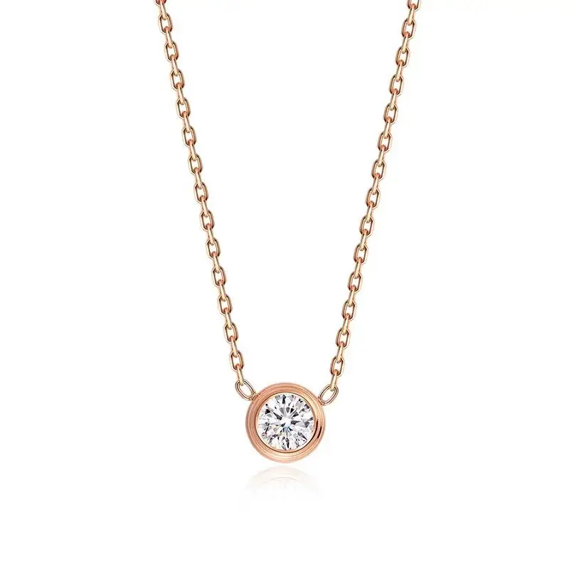 

Простое колье-подвеска из нержавеющей стали с одним фианитом для женщин и девушек