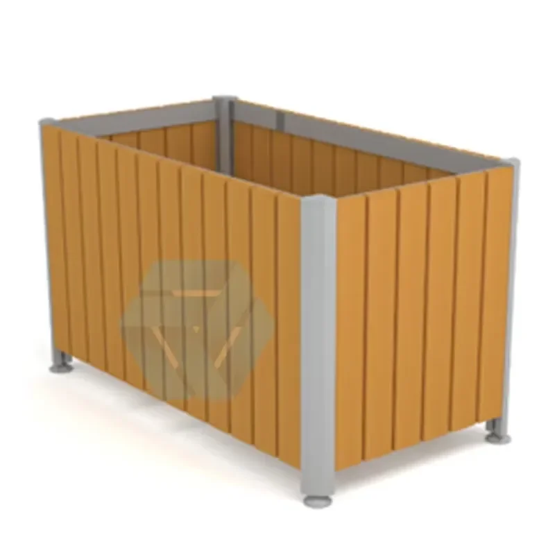 Durable Eco HDPE Composite Flower Planter Boxes Zinc-Coated Metal Fireproof Waterproof Universal Wheels for Garden