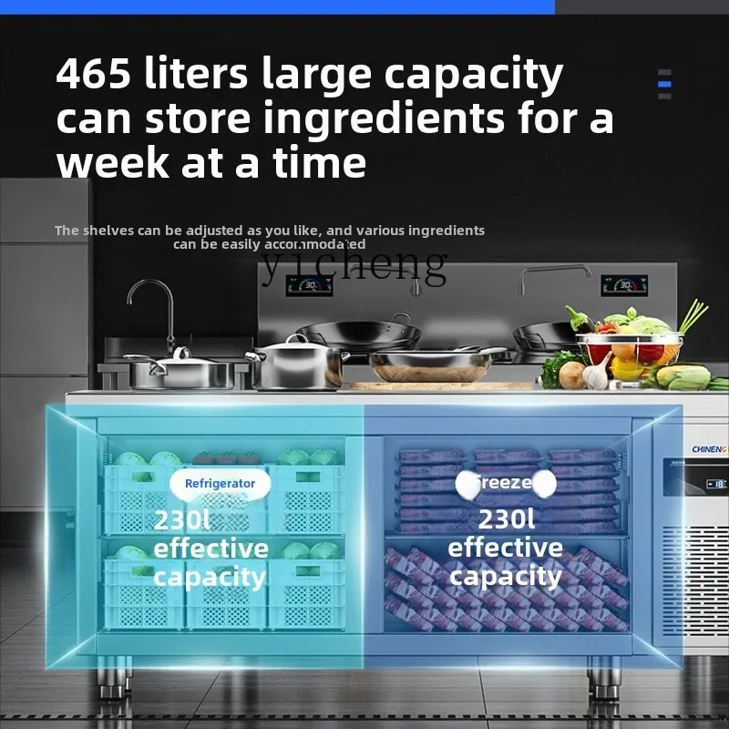 XL 2  Refrigerated Workbench Freezer Commercial Refrigerator Stainless Steel Chopping Board Freezer