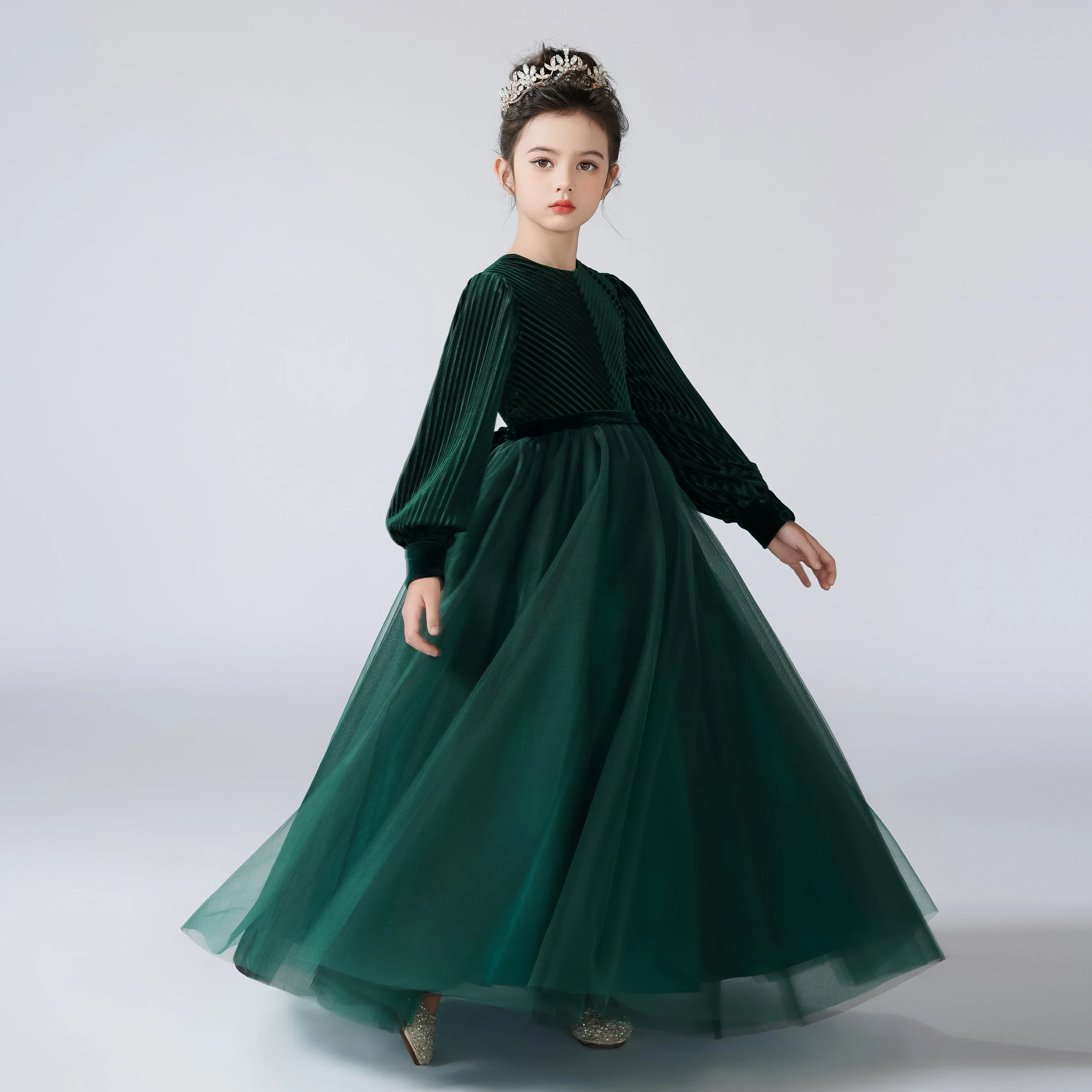 Custom floral dresses, formal long sleeve party dresses, parade dresses vintage long sleeve velvet