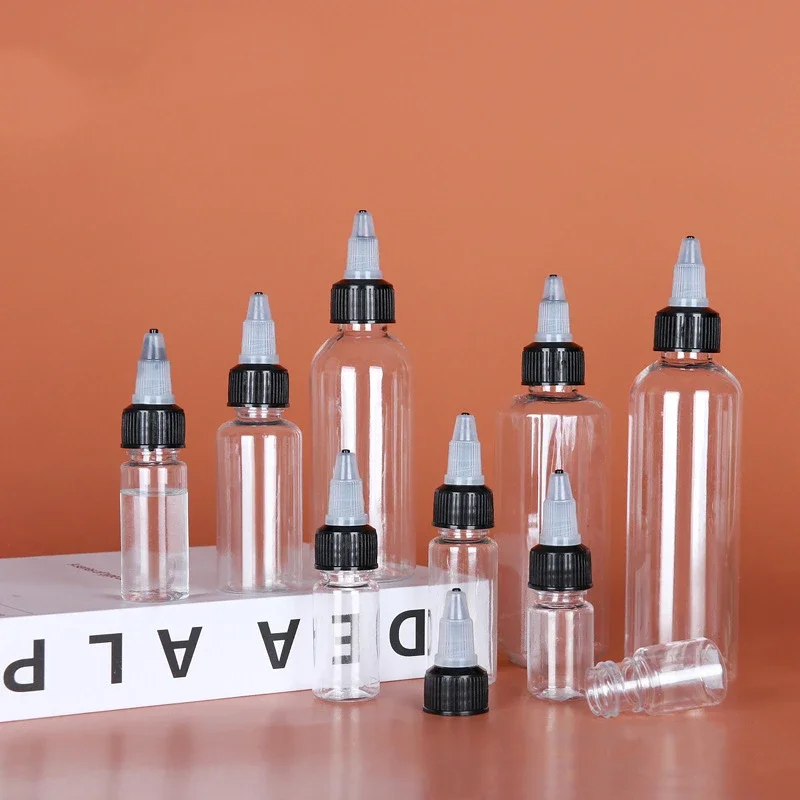 

100ml Pointed Gel Bottle 50ml Squeeze Drip Transparent Plastic Squeezed Semi Cap Nose Extruded Sub Painting Ink Adjustment Split