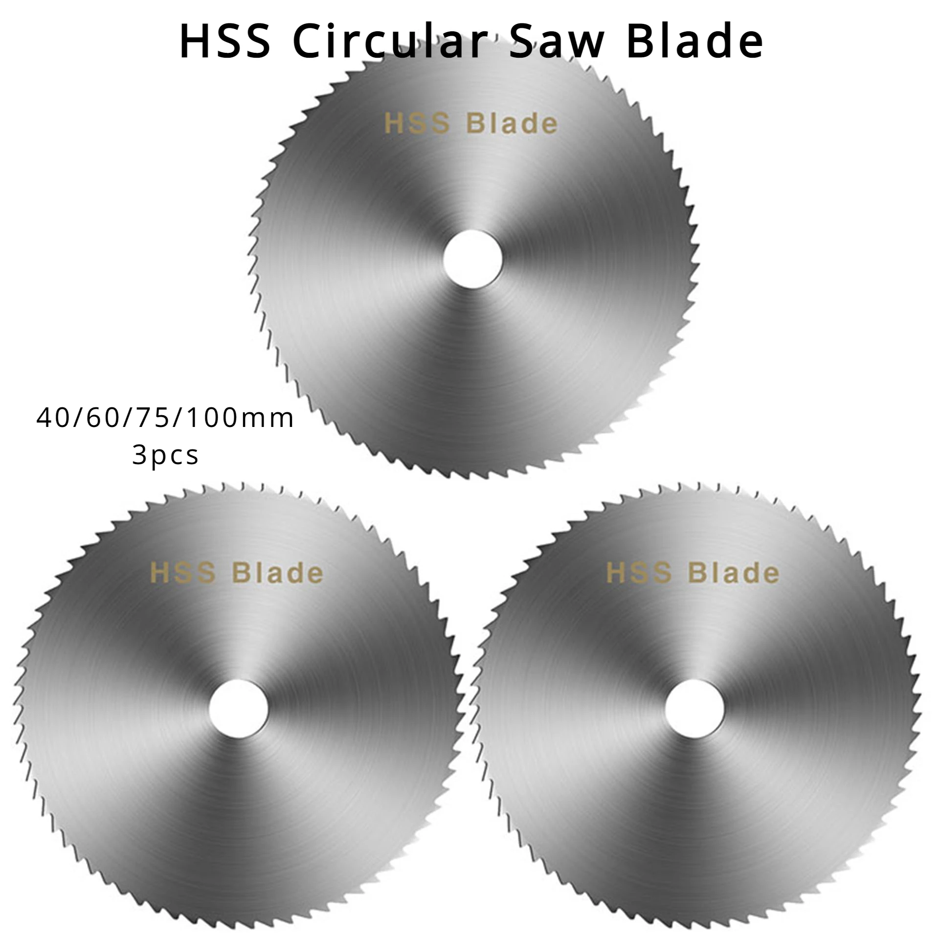 

40-100mm 3pieces HSS Circular Saw Blade Disc Mini Milling Cutter Wood Plastic Metal Tile Multipurpose Tool High Speed Steel CNC