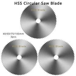 40-100mm 3pieces HSS Circular Saw Blade Disc Mini  Milling Cutter Wood Plastic Metal Tile Multipurpose Tool High Speed Steel CNC