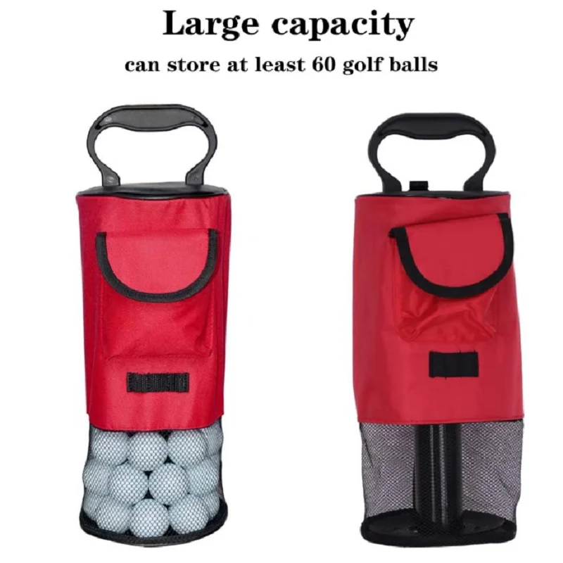 HOW TRUE Golf Ball Retriever Portable Shag Bag Golf Ball Pick Up with Removable Plastic Tube Pocket Shagger Storage