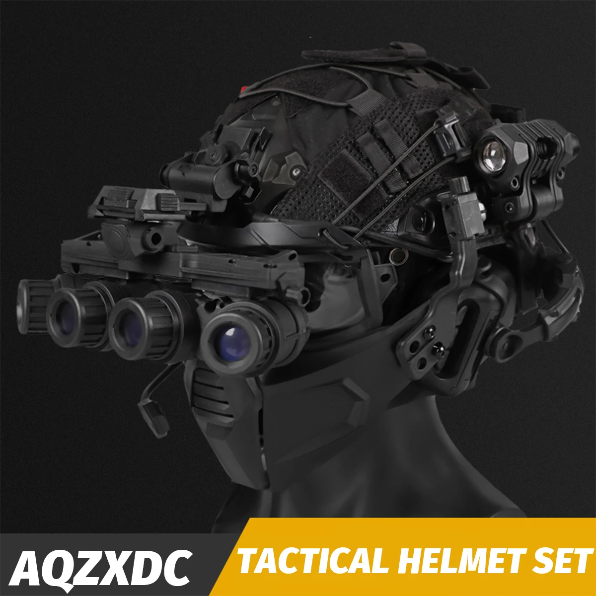 FAST Airsoft Helmet Set with Night Vision Model Sound Pickup Noise Reduction Military Headphones Tactical Flashlight Goggles