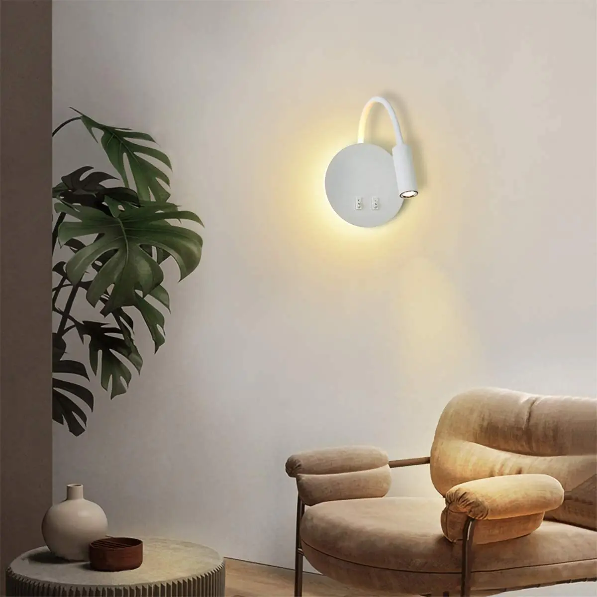 Bedroom Bedside Reading Wall Light Phone Charging LED Light Rotatable Wall Spotlight USB Port TypeC Charge Wall Lamp Study