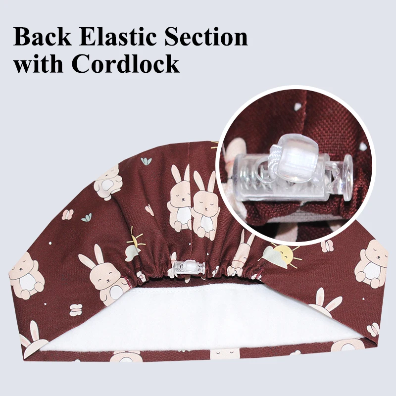 긴 머리용 간호사 작업 캡, 조정 가능한 의료 스크럽 모자, 수술 캡, 부드러운 면 치과 의사 모자, K923