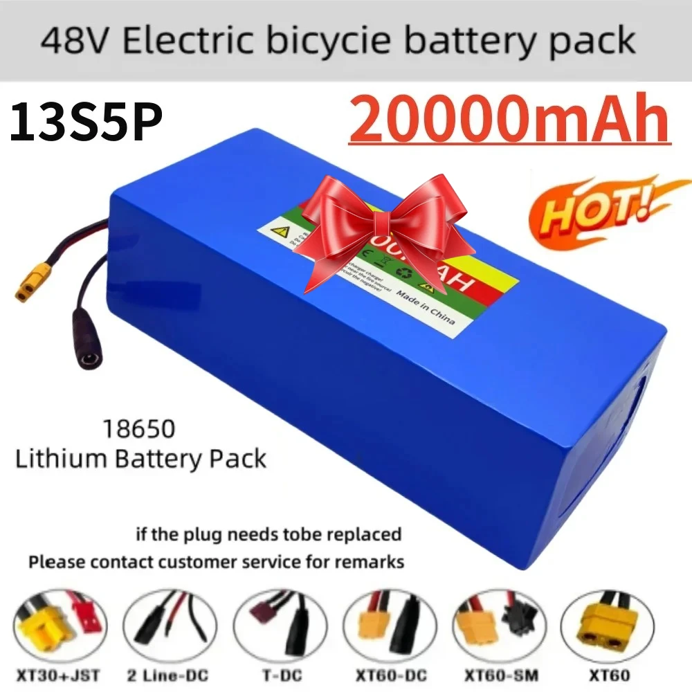 20Ah 100% 새로운 48V 13S5P 18650 리튬 배터리충전식 배터리 팩 1500W 전기 기계용 지능형 BMS 내장