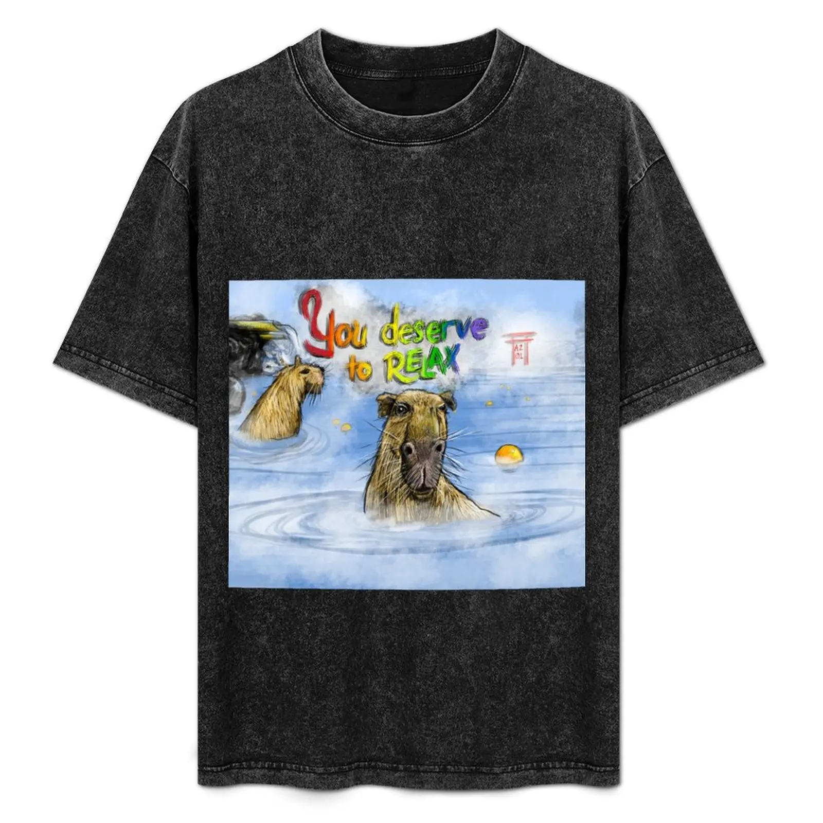 Calm Capybara - You Deserve To Relax T-Shirt Simple Graphic Design T-Shirt
