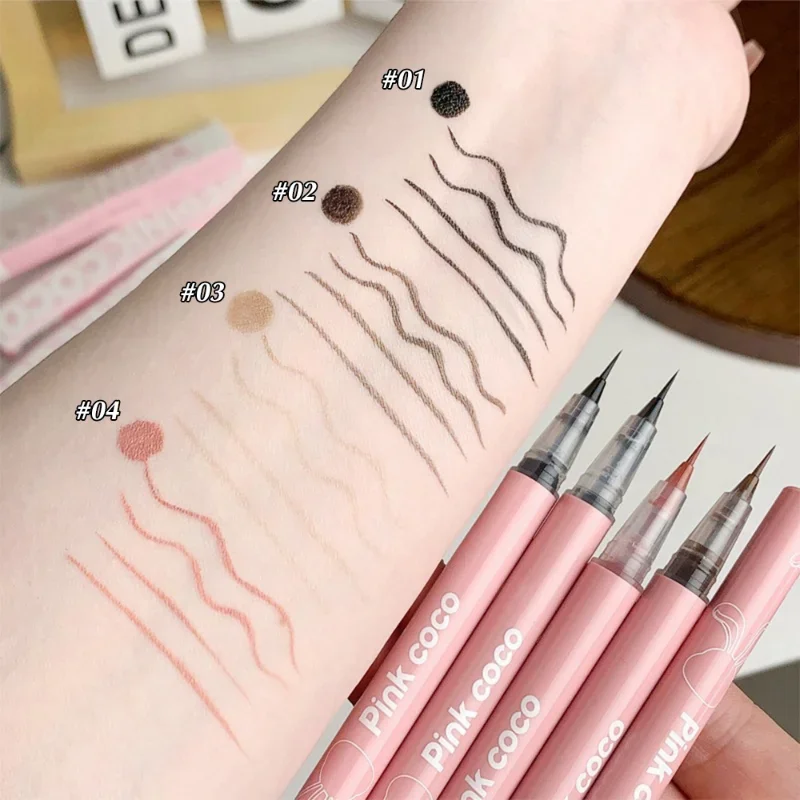 Ultra Thin Matte Eyeliner Pen Waterproof Non Smudging Lasting Black Brown Lying Silkworm Liquid Eye Liner Eyes Makeup Cosmetic