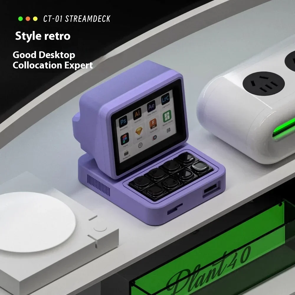YuanzhuoStyle CT01 Streamdeck-toetsenbordkit Mini-schermconsole Desktop Stream Deck Kit Retro tafeldecoraties Aangepaste geschenken