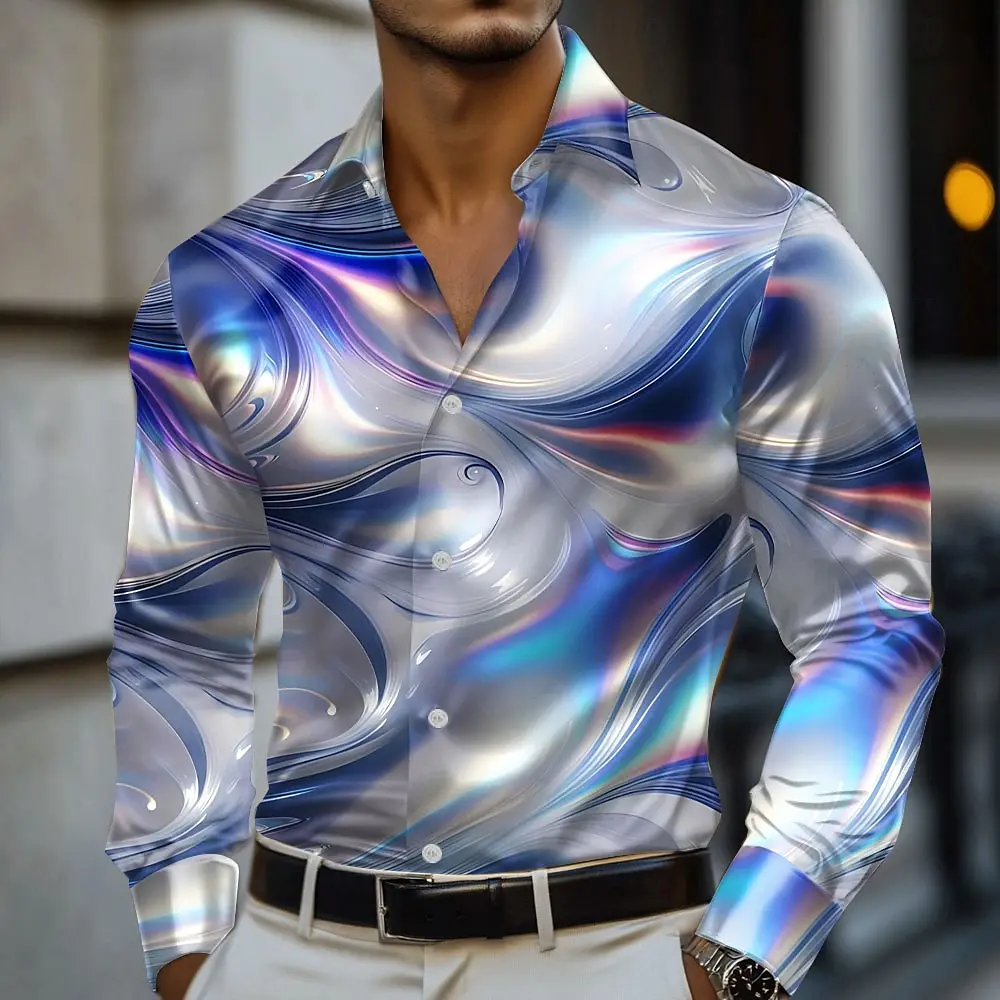 

Marble Abstract Liquid Art Shirt Men's Shirt Formal Shirt Long Sleeve Fashion Casual Vacation Summer Spring Autumn Lapel Shirt