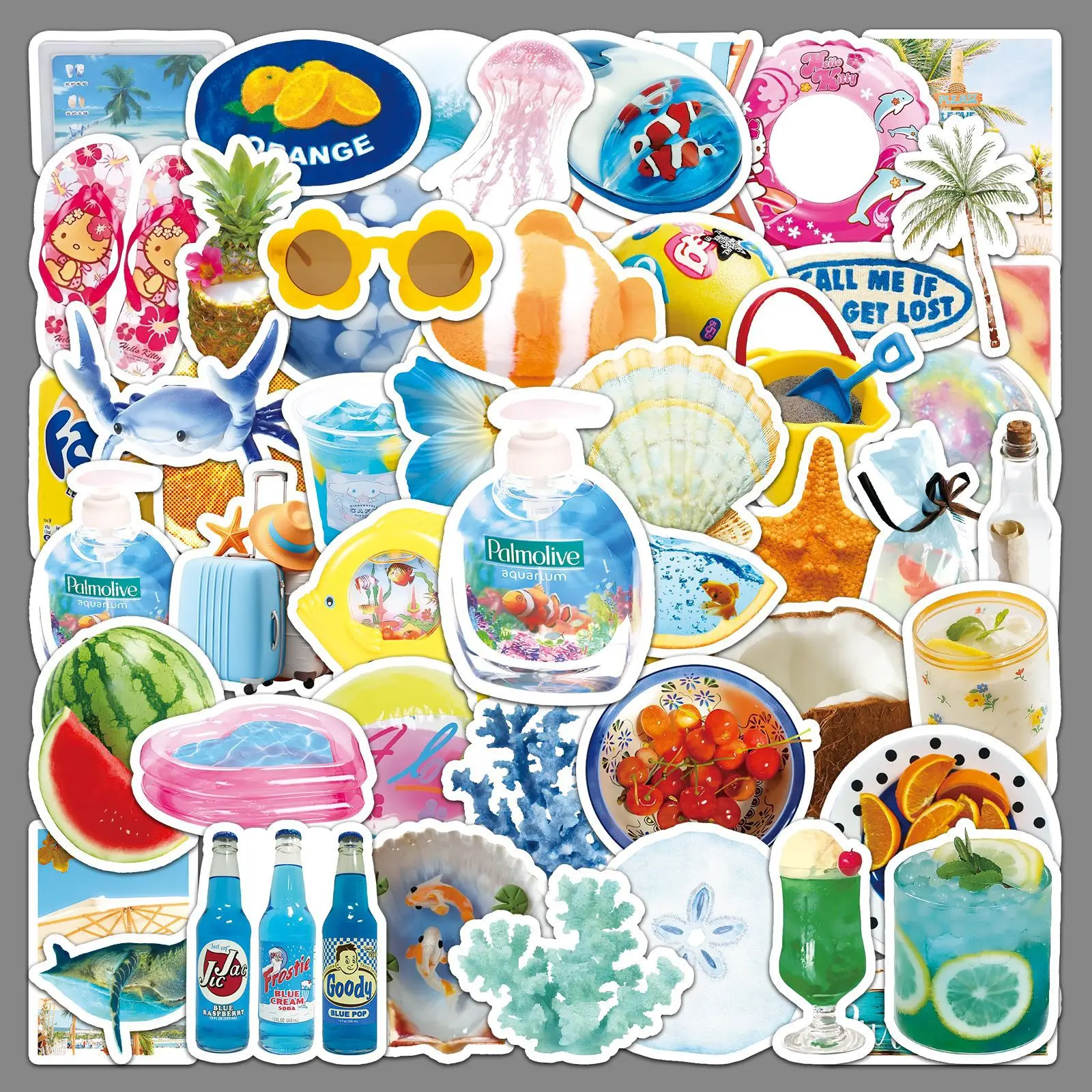 50 Beach Instagram Style Stickers, Summer Beach Fresh and Personalized Notebook Graffiti Notebook Tent Decoration