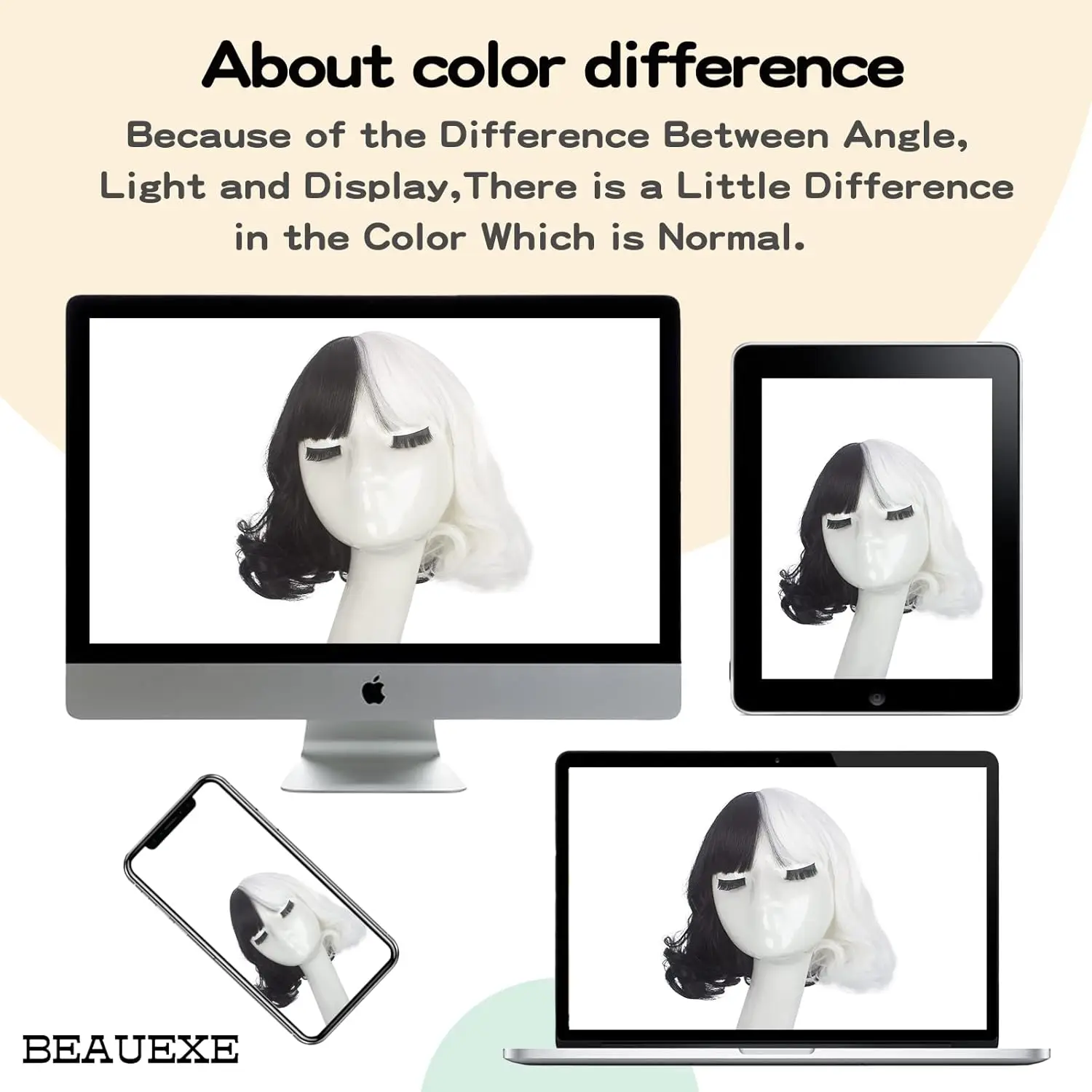 أنيمي تأثيري الباروكات طويلة قصيرة متموجة أبيض وأسود شعر مستعار للنساء تأثيري هالوين زي حزب الباروكات للنساء الفتيات #4