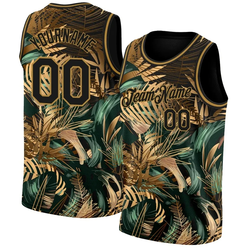 Colorful Leaf Geometry Basketball Pattern Tank Tops For Men Customized Name Numbers 3D Print Tees Summer Sports O-Neck Vest Tops