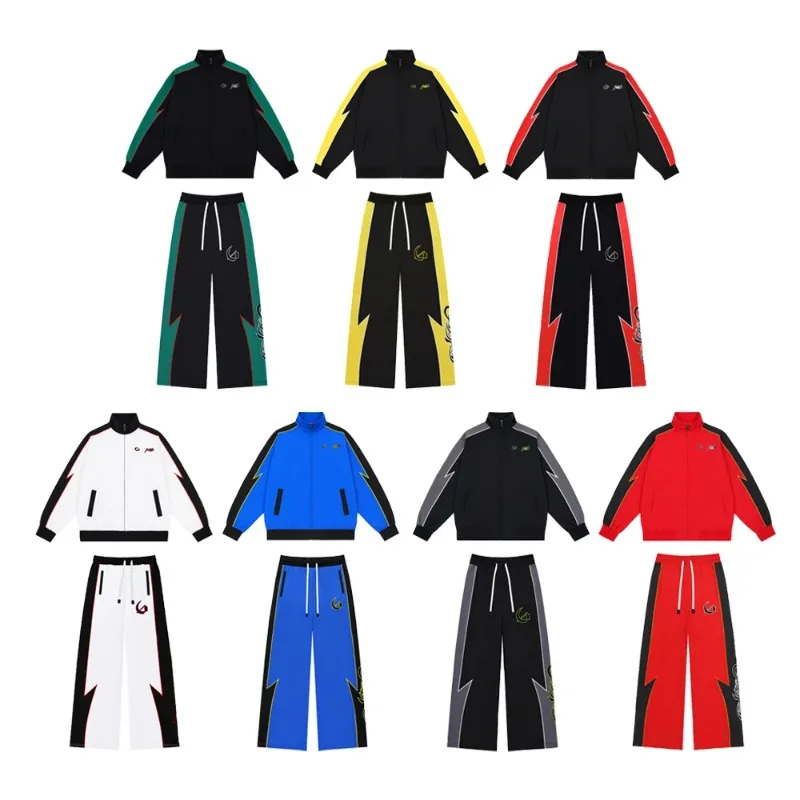 

New Arrival Y2k High Quality Men's Two-piece Zipper Sports Set Street Wear Letter Embroidery Hip Hop Casual Retro Sports Set