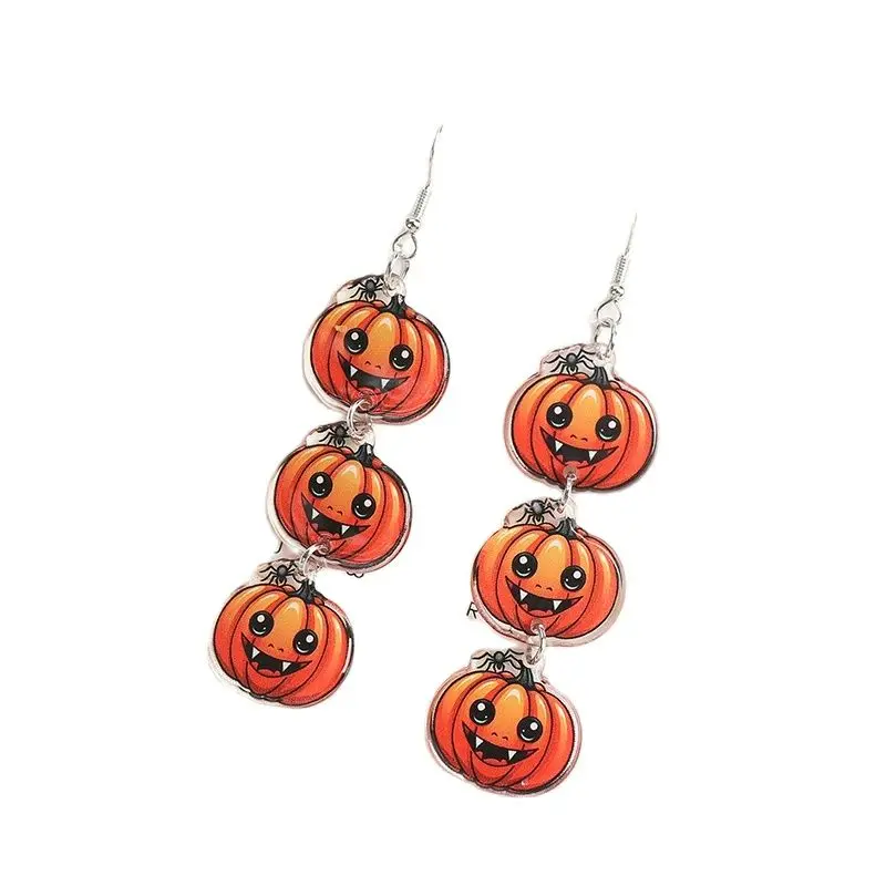 1Pair Halloween Drop Earring Creative Acrylic Pumpkin Cobweb Coffee Fashion Jewelry For Woman Girl Holiday Birthday Gift