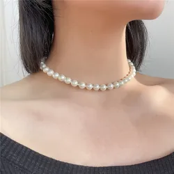 Simple Purple Imitation Pearl Beads Necklace For Women Fashion Elegant  Wedding Pearl Choker Necklaces Trendy Jewelry Party Gift