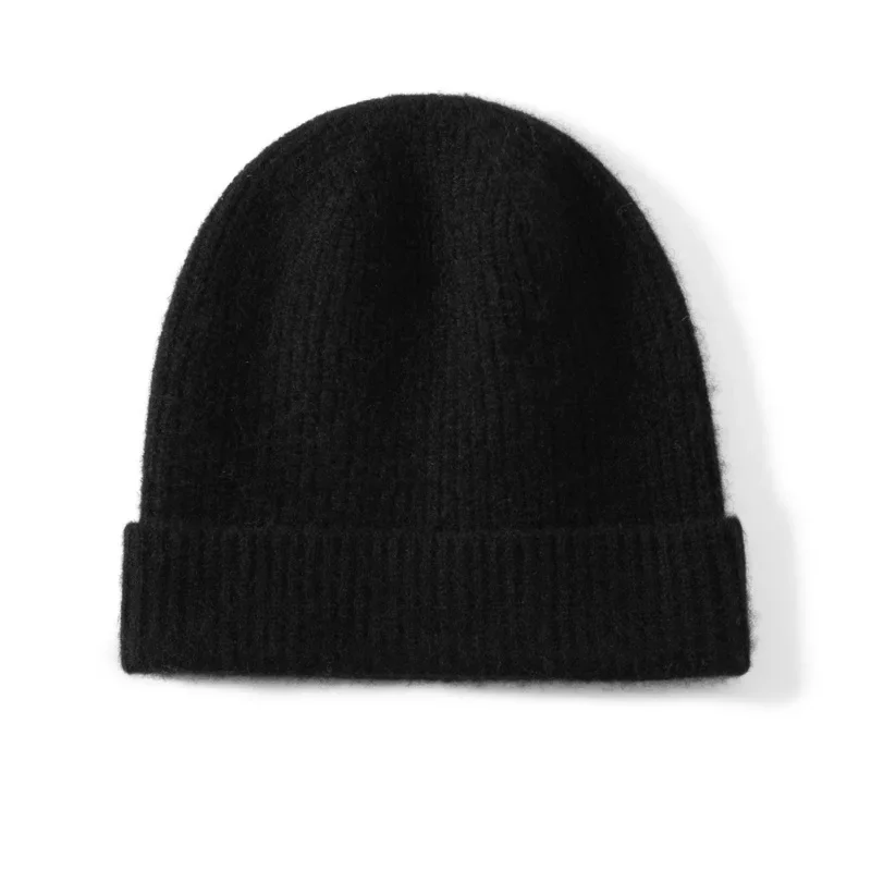 New High Quality 100% Cashmere Knitted Hat for Women and Men Casual Beanie Hat Cap Winter Soft Warm Cashmere Caps Unisex