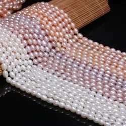 AAA White Rice Pearl Beads 6-7mm Natural Freshwater Baroque Pearls Beads for Jewelry Making DIY Necklace Bracelet Accessories
