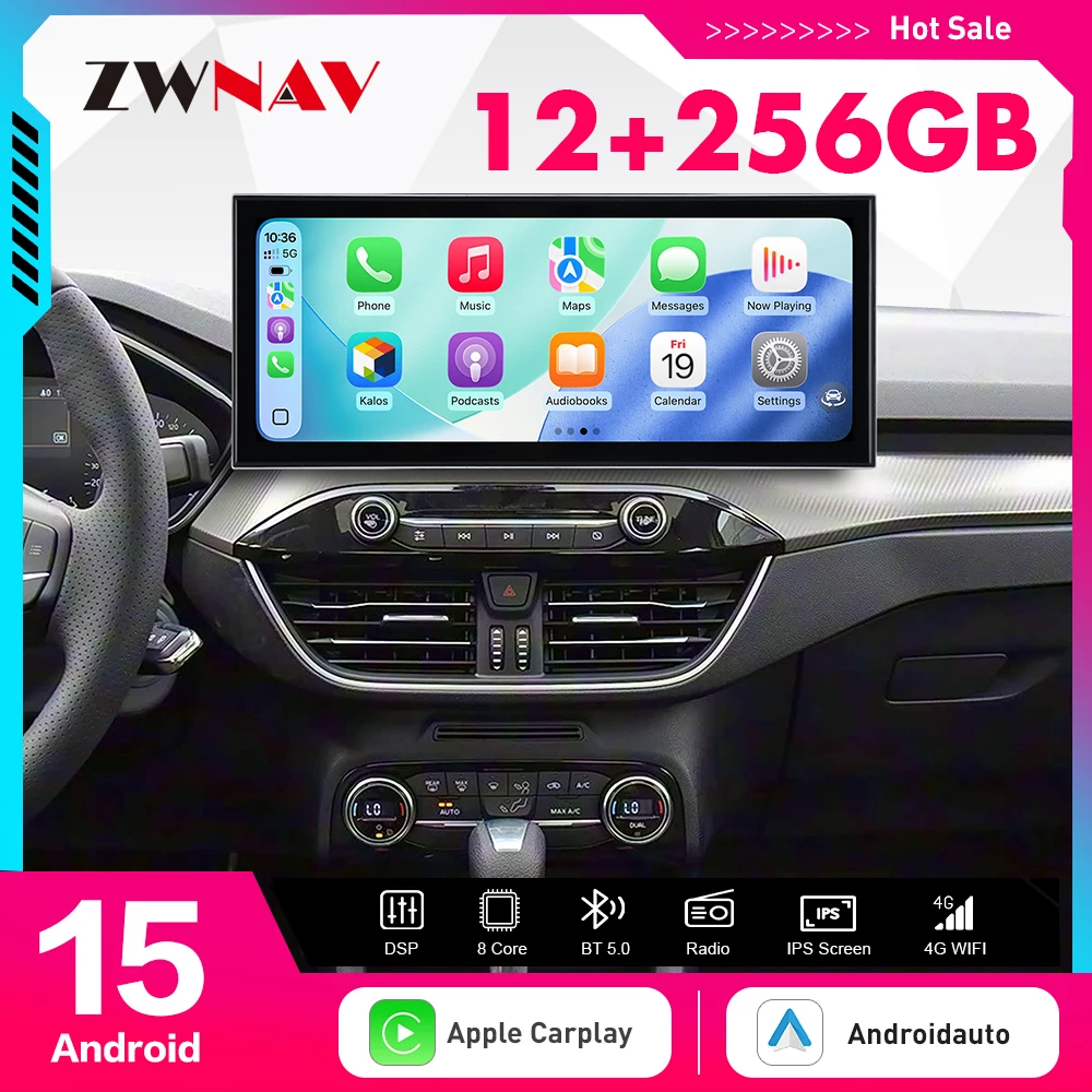 15.8 inch Android 15 Carplay Car Radio Touch Screen For Ford Focus 2019-2022 GPS Navigation Multimedia Player Head Unit Auto
