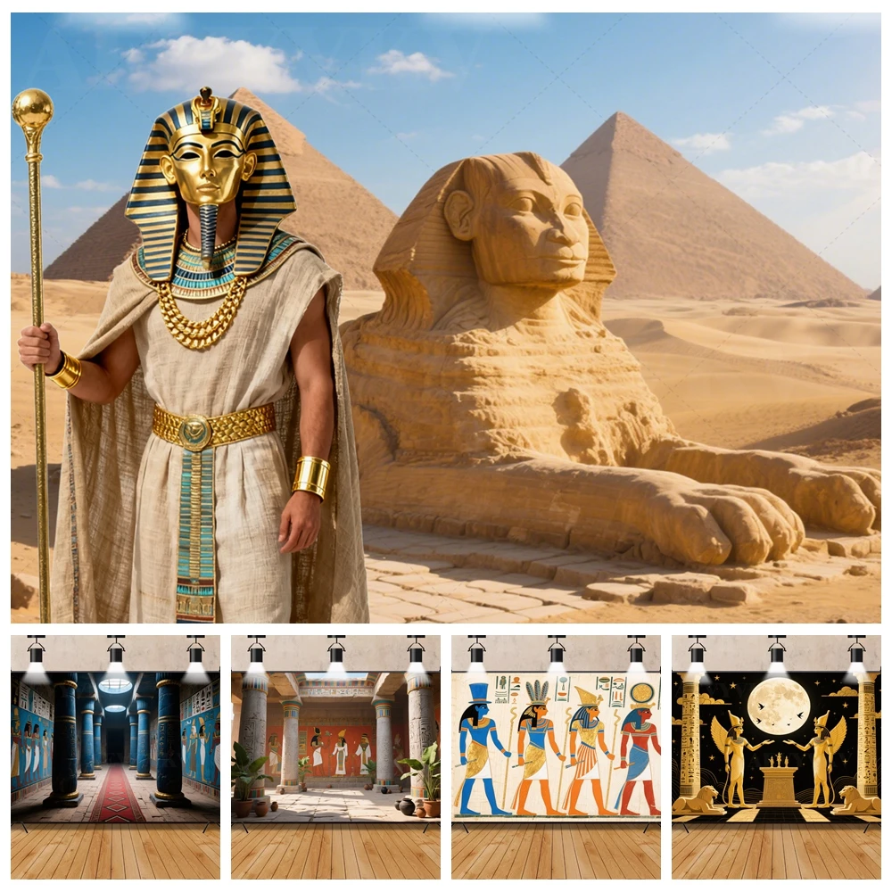 

​​Egyptian Pyramids Backdrop Desert Photography Background Travel Aesthetic Vintage Photo Studio Wall Decor Custom Banner​​