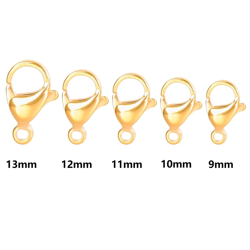 

15pcs 18k Stainless Steel Gold Plated Accessories Necklace Key Ring Bracelet Connect Button Lobster Clasp Diy Hand Jewelry Make