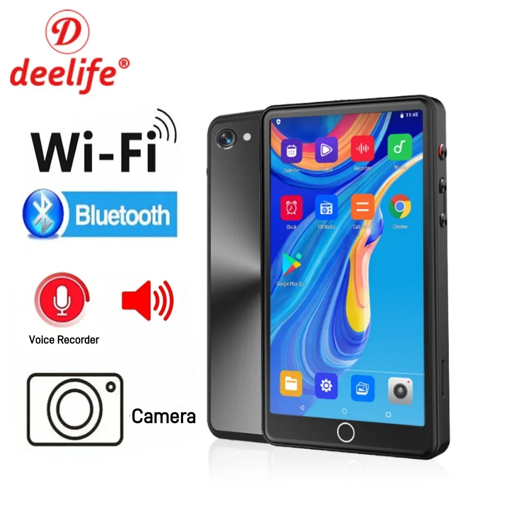 Deelife WiFi MP4 Player Bluetooth Android 5.0 Inch IPS Touch Screen MP3 MP4 Video Player Hifi Music Recorder