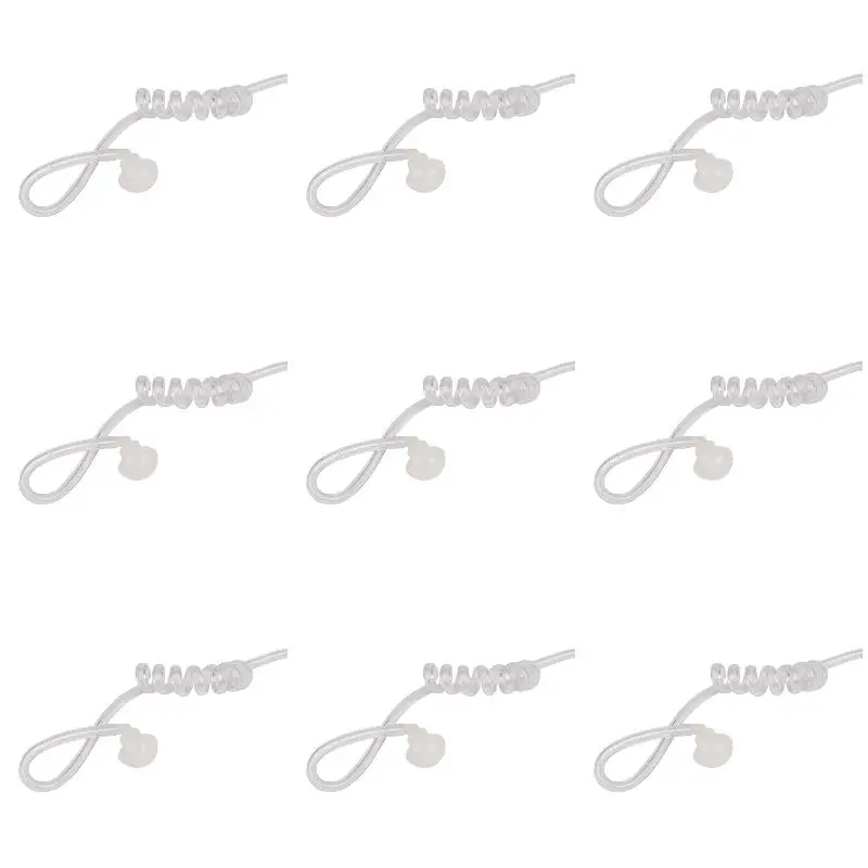 9Pack X(Surveillance Security Clear Coiled Acoustic Air Tube Earpiece PTT for Mobile Phone)