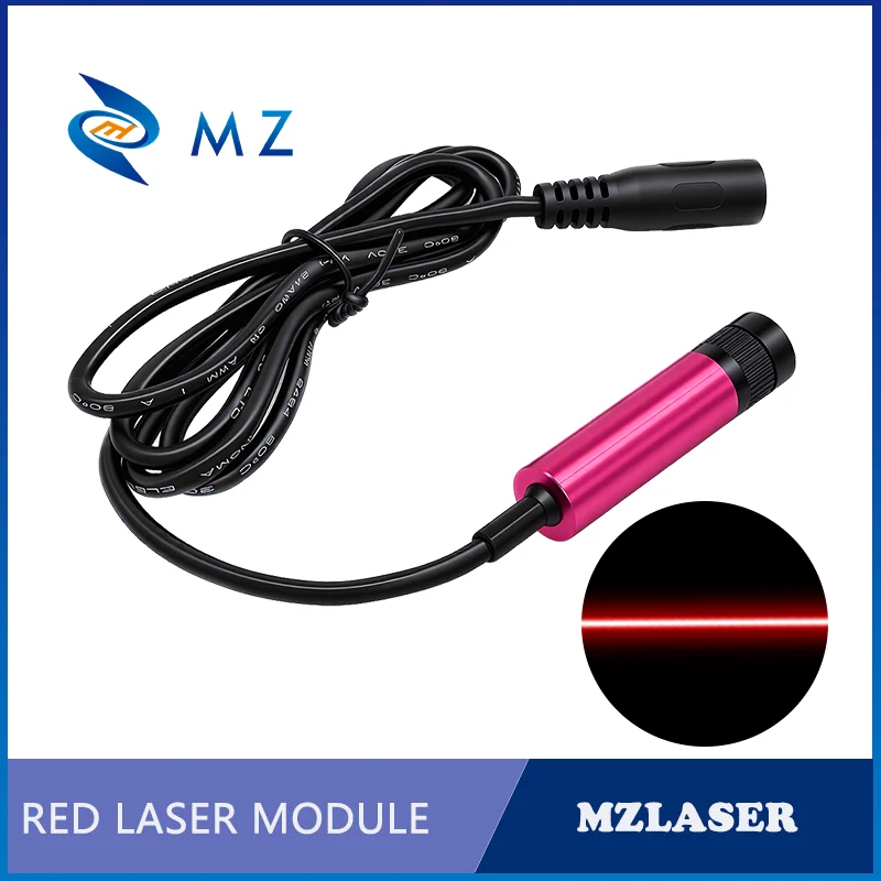 Compact Adjustable Focusing Red Line Laser Module 635nm D12mm 10mw 3V 5V 12V 24V Industrial Grade for Woodworking Machinery