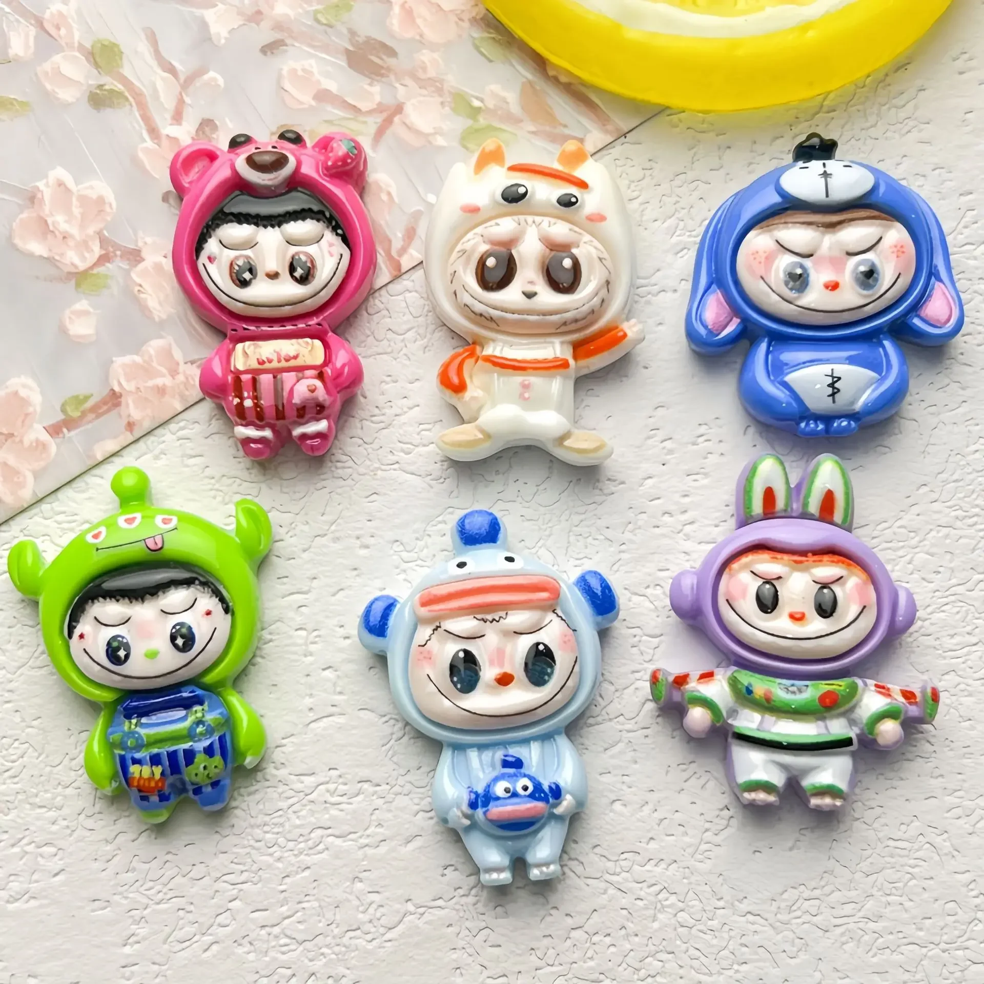 5Pcs Cute shidizai Cartoon Resin Flatback Diy Kawaii Resin Accessories Crafts Materials Scrapbooking Embellishment