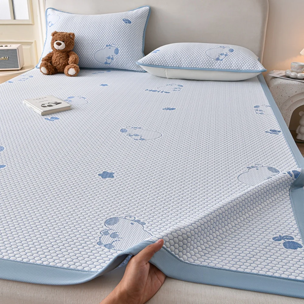 

2025 New Summer Ice Bean Bean Cooling Mat Three-Piece Set Air Conditioning Bed Single Soft Pad Cool Feel Bed Sheet Foldable Mat