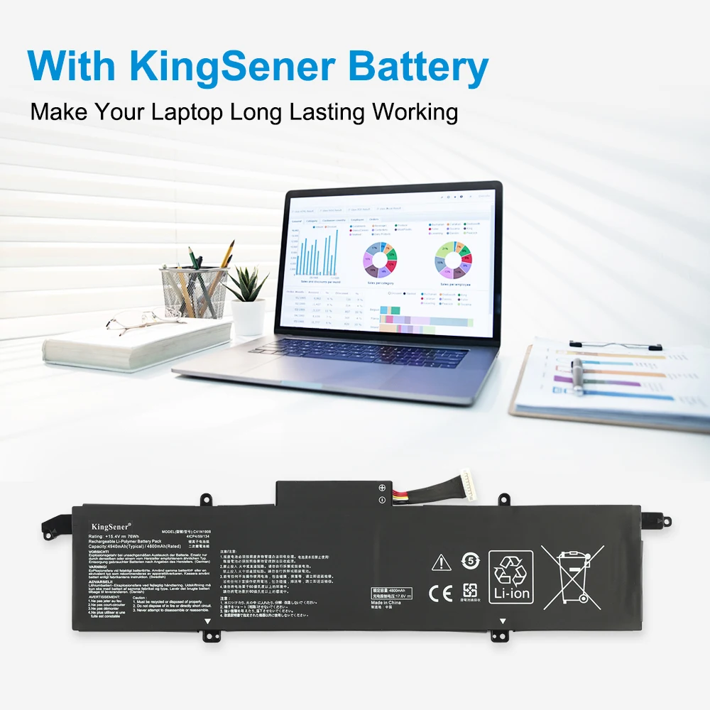 KingSener C41N1908 0B200-03610000 Battery For Asus RoG Zephyrus G14 GA401 GA401II GA401IU GA401IV GA401IH GA401QE GA401QM GA401Q