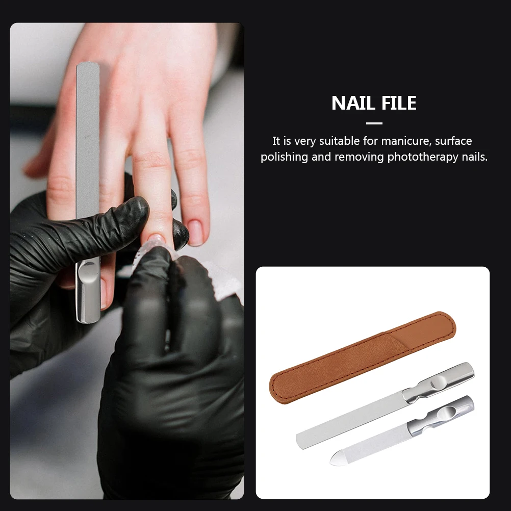 

2 Sets Stainless Steel Nail File Polishing Strips Pedicure Manicure Silver Color Nail Art Tools Small Files Salon Supplies