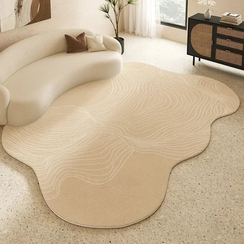 Irregular Simple Cream Color Living Room Solid Color Mat Bedroom Room Bedside Fluffy Carpet Cloakroom Plush Rugs Ковер Tapis 러그