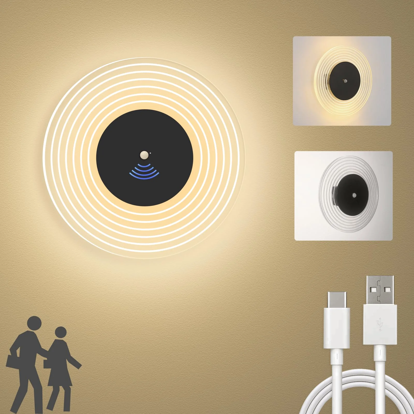 4000mAh LED Recarregável Luzes de Parede Funcionadas por Bateria Arandela Interior com Sensor de Movimento Lâmpada de Parede Magnética Sem Fio