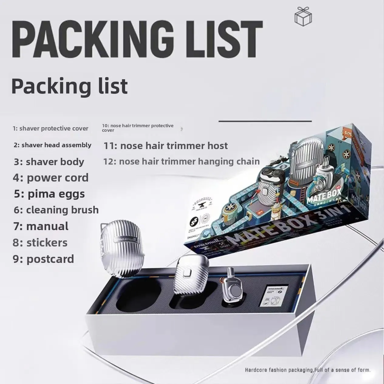 Caixa de presente de navalha elétrica prática de alta qualidade com navalha, brincam belo cavalheiro