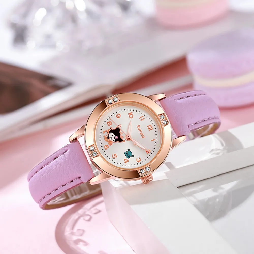 

@Sanrio Hello Kitty Watch Cinnamoroll Kuromi My Melody Cute Cartoon Rose Gold Watch Women's Watch Girl Birthday Gift