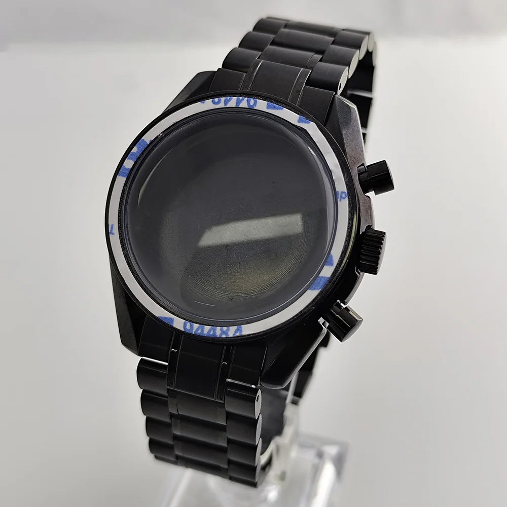 Cassa VK63 da uomo VK64case Cinturino in acciaio inossidabile da 20 mm Adatto per movimento VK63 VK64 Quadrante da 32,5 mm Cassa nera da 39,7 mm