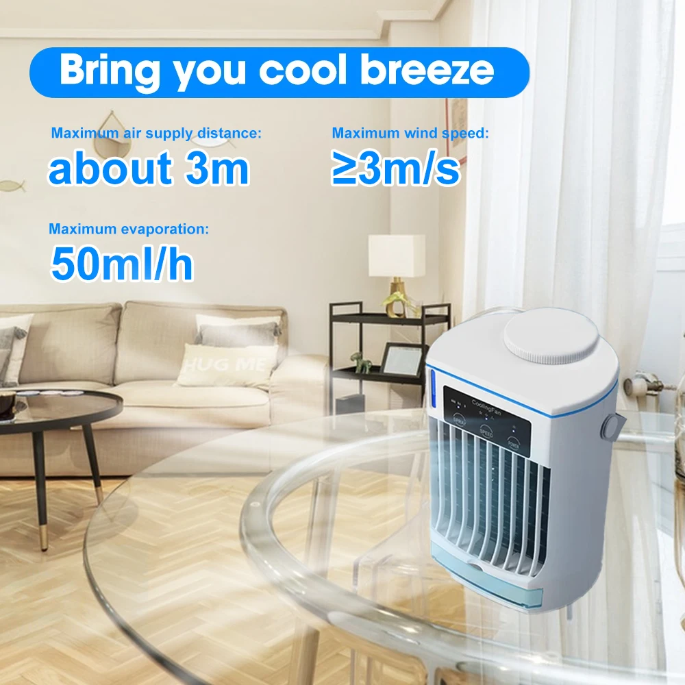 3 In 1 Fan Air Conditioner Humidifier Household Small Air Cooler Portable Water Cooling Fan Spray Adjustment Fan For Office Home