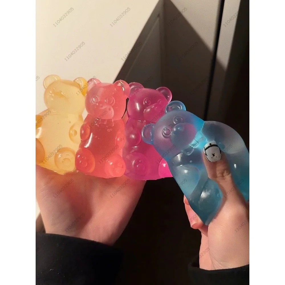 2027 New Colorful Gummy Bear Fudge Jelly Bean Gummy Candy Fidget Squeeze Toy Hand Relax Anti Stress Release Toy for All Ages