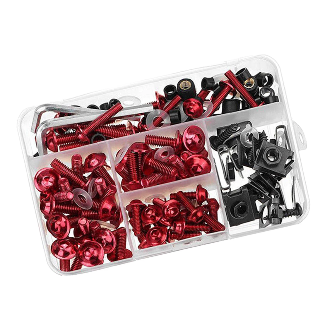 Motorcycle Complete Fairing Bodywork Bolt Screw U Nut Clip Kit Red & Black Fit for Suzuki GSXR 600 750 1000 K1-K8