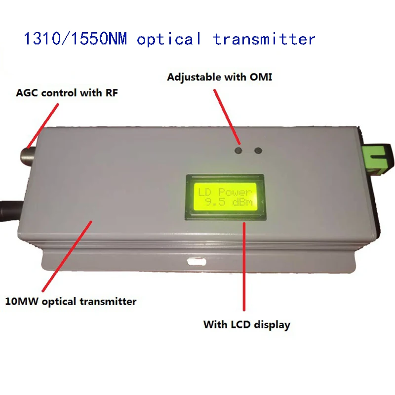 Imagem -02 - Ftth 1010agc1550 Transmissor de Fibra Óptica 1550nm Catv Transmissor Óptico com Conector sc Apc Entrada rf com Display Lcd Novo