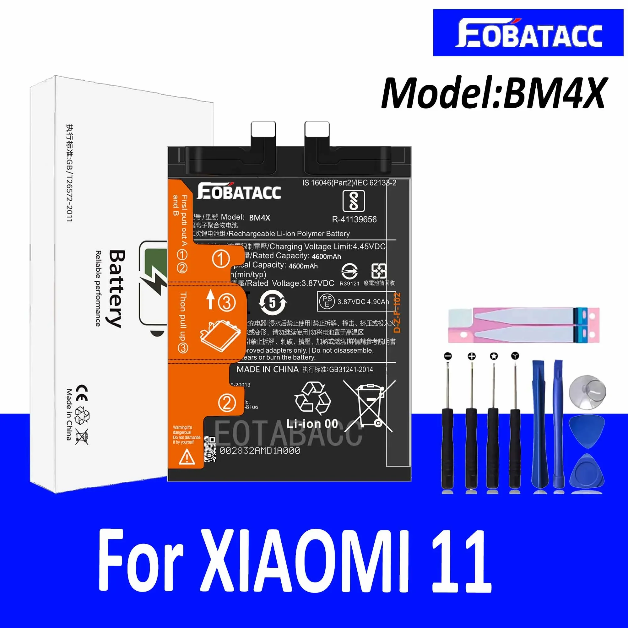 

EOTABACC 100% Новый оригинальный аккумулятор BM4X для XIAOMI 11 аккумулятор + Инструменты